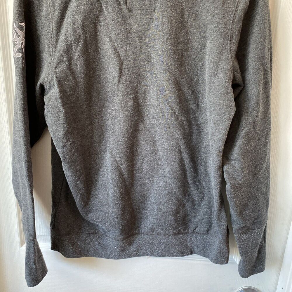 Browning Hoodie Women’s Medium Pouch Thumbholes Grey Pullover - Picture 9 of 11